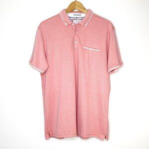 Denim & Flower Ricky Singh Men's L Salmon Pink Cotton Polo Shirt Short Sleeve